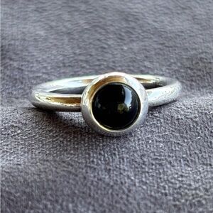 Pandora 925 Silver and Black Onyx Ring Size 6